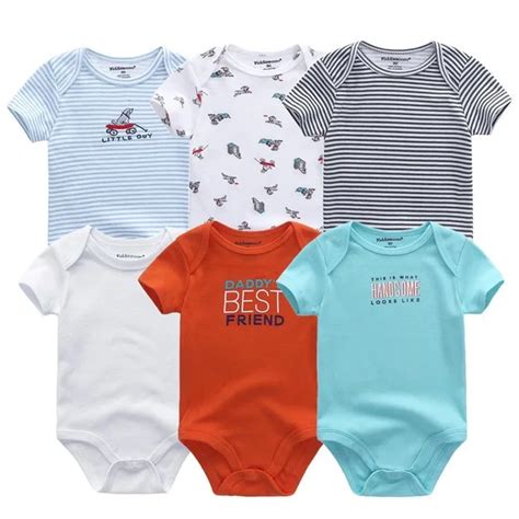 6pcsset Newborn Baby Rompers Boy Playsuit Clothes 100 Cotton Striped