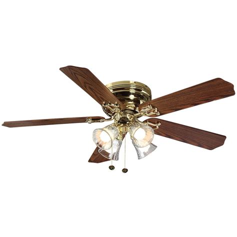 Hampton Bay Carriage House 52 Led Indoor Polished Brass Ceiling Fan