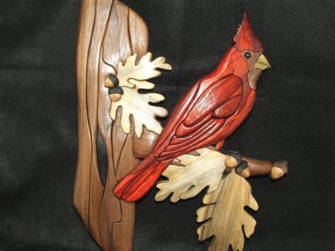 Cardinal Wood Art Intarsia Style Wood Craft Etsy