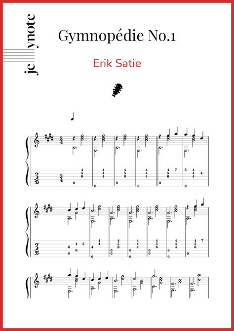 Erik Satie Gymnopédie No1 Guitar Tablature And Notes Jellynote