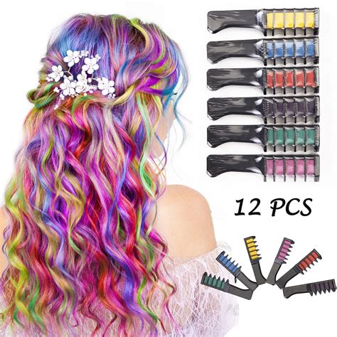 Youloveit Temporary Hair Color Chalk Comb Washable Hair Chalk For