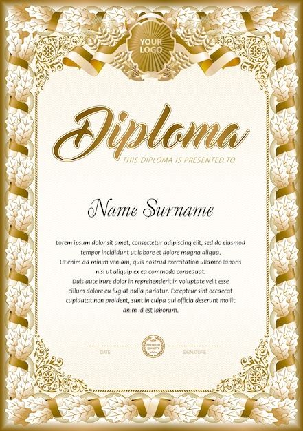Plantilla En Blanco Del Diploma Vector Premium