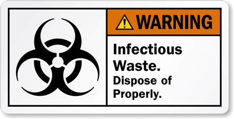 Warning Infectious Waste Dispose Of Properly Label Sku Lb