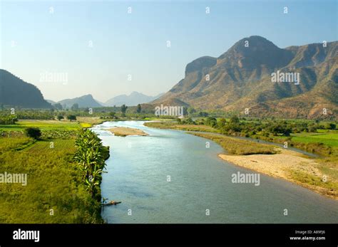 Picturesque River Landscape With Mountains Near Myo Gyi Shan State