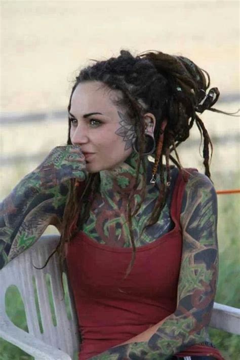 Dreads Face Tattoos Girl Tattoos Crazy Tattoos Tattoed Girls Inked Girls Dreads Girl Full