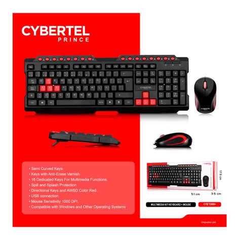 Kit Tecladomouse Cybertel Prince Cyb T2000 Compucentro