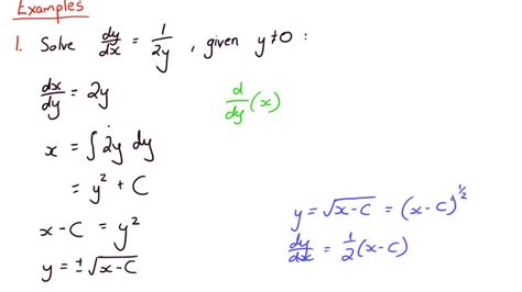 differential equations part 2 solving dy dx g y youtube