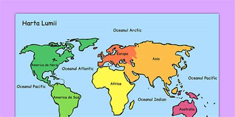 Harta Lumii Pe Continente Harta Continentelor Twinkl Ro