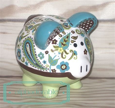 Hope everyone's weekend was fantastic! Alphadorable: Hand painted piggy bank to coordinate with ...
