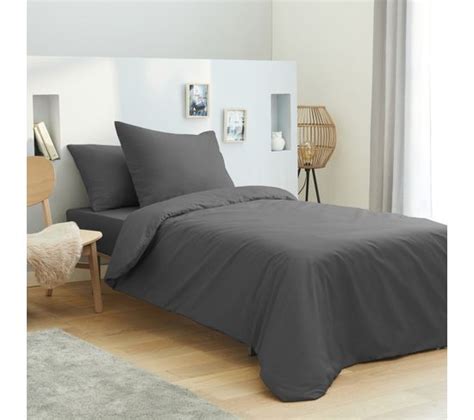 Housse De Couette 140 X 200 Unie Anthracite 100 Coton 57 Fils cm²