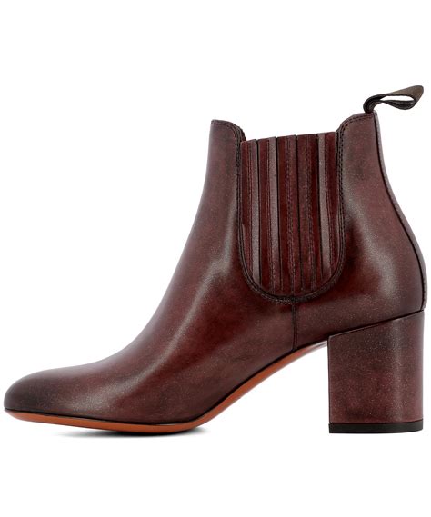 Santoni Brown Leather Heeled Ankle Boots Brown Womens Boots Italist