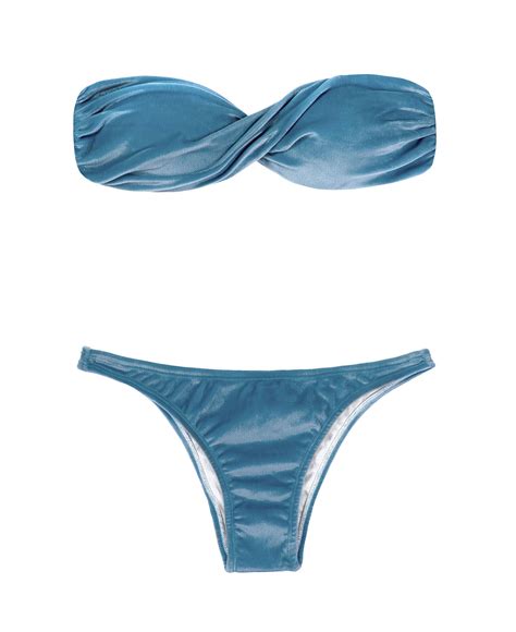 Abbiamo costumi da bagno a fascia e costumi da bagno scollati. Bikini Costume Da Bagno A Fascia Blu Effetto Velluto ...