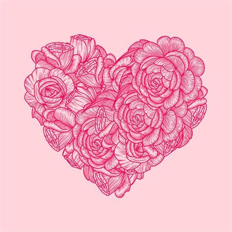 Heart illustration, heart print, cardiac nurse, heart surgeon, valentines day gift, anatomy art,medicine graduate dimensions: Flower Heart. Drawing Beautiful Rose Flowers. Symbol For ...
