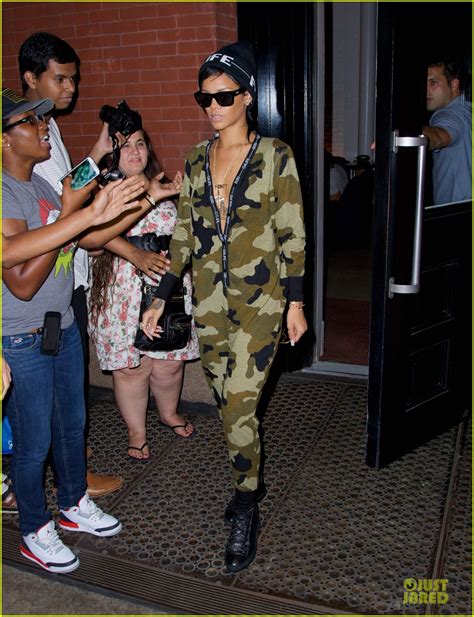 Rihanna Wearing A Camouflage Onesie In Nyc Atlnightspots