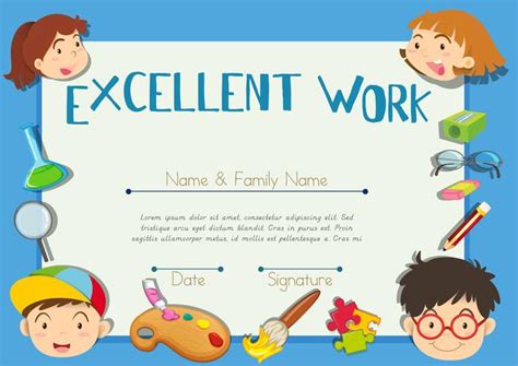 Diploma Template With Children In Background 418944 Vector Art At Vecteezy