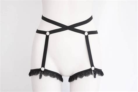 black lace lingerie black garter belt strappy lingerie pole dancewear festival costume