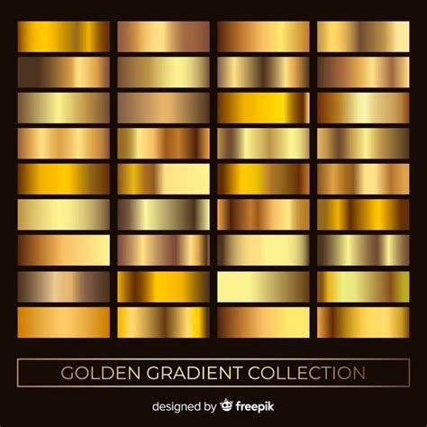 Premium Vector Metallic Texture Gold Gradient Set Gold Digital Art