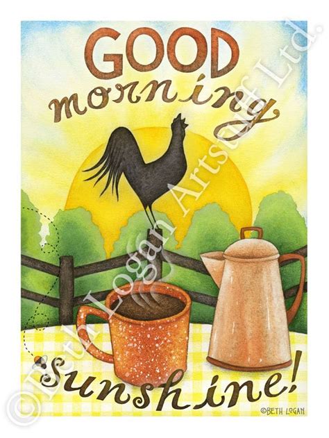 Good Morning Sunshine Morning Coffee Original Art Print Etsy Good