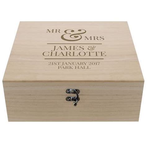 Personalised Mr And Mrs Large Wooden Keepsake Box