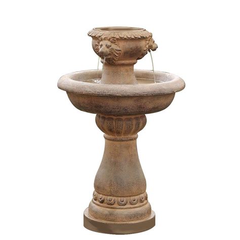 Jeco Multi Tier Lion Head Garden Water Fountain Fcl122 The Home Depot