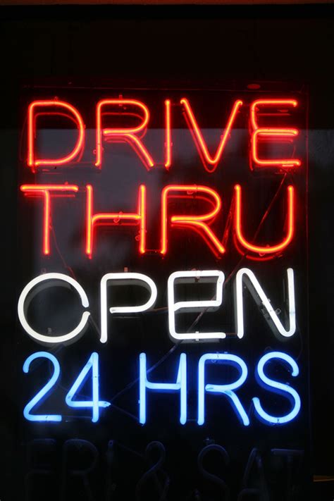 Drive Thru Open 24hrs Neon Sign