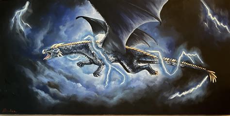 I Had To Share My Storm Dragon Painting This Is An Oil On Canvas Piece