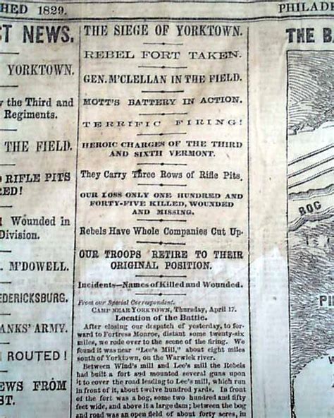 Siege Of Yorktown And Battle Of Fort Pulaski Maps Civil War 1862 Old