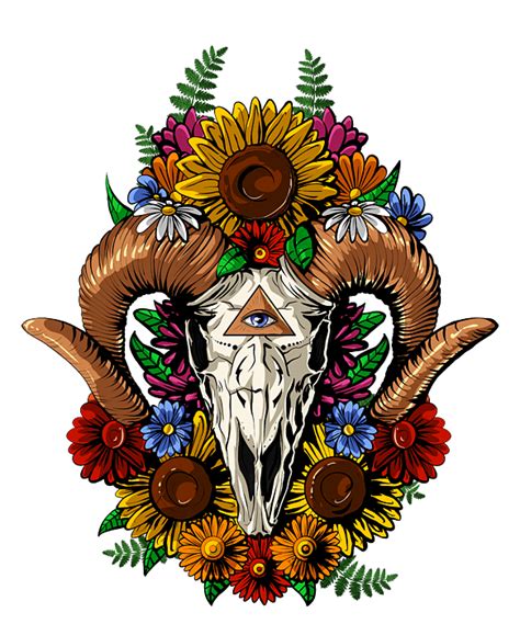 Psychedelic Ram Skull Greeting Card By Nikolay Todorov