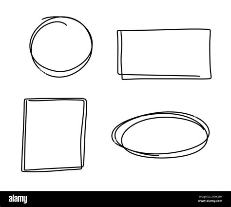 Hand Drawn Circle Rectangle Oval Square Line Sketch Set Round Frame