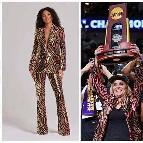 LSU Coach Kim Mulkey Wins NCAA Championship In Dazzling Tiger Print Suit