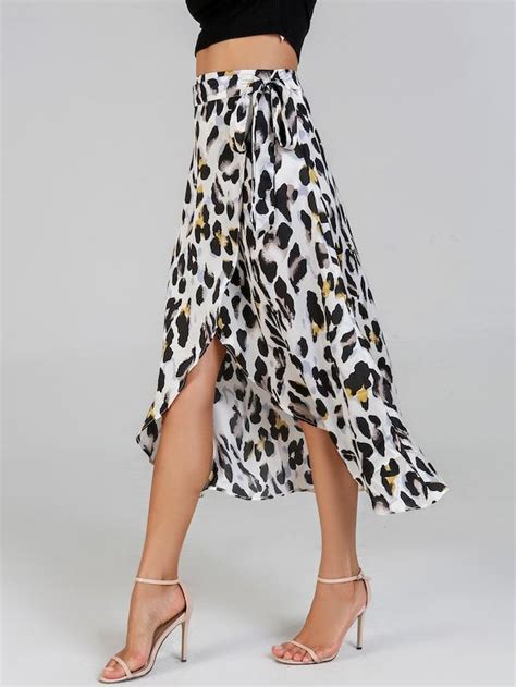 Shein Waist Knot Leopard Print Skirt Leopard Print Skirt Long Skirt