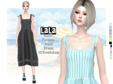 The Sims Resource Lala Tie Strap Maxi Dress By Helsoseira • Sims 4
