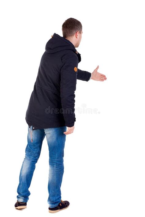 Man In Jacket Holds Out His Hand For Handshake Stock Photo Image Of