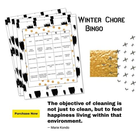 Winter Chore Bingo Printable Five Cards Etsy Bingo Printable
