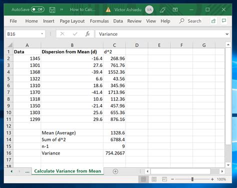 Σ is the population standard deviation 2. How to Calculate Variance in Excel | Itechguides.com