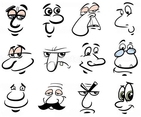 Cartoon People Faces Or Human Emotions Design Elements Graphic Set
