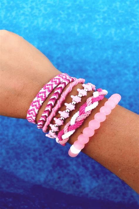 Pink Aesthetic Boho Vsco Braided Bracelet Summer Bracelets Friendship Bracelets Designs