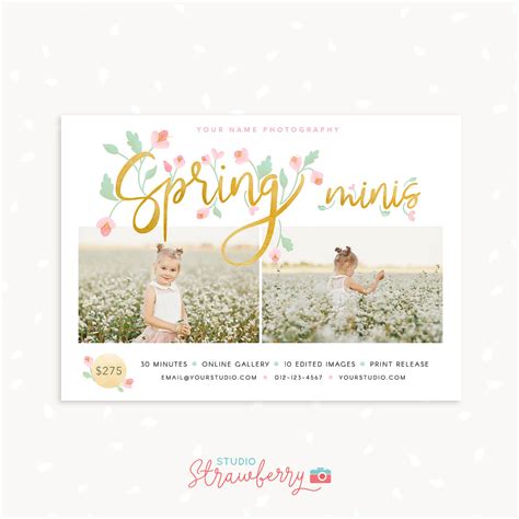 Spring Mini Session Template Hand Drawn Floral And Lettering