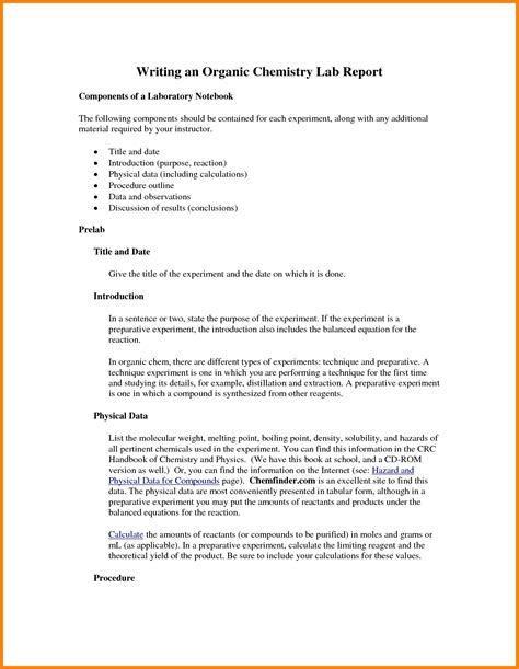 Lab Report Template Chemistry