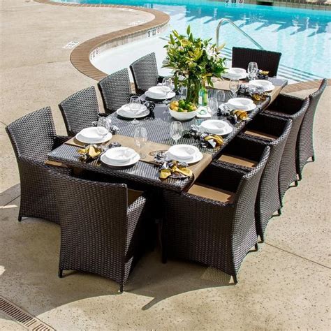 avery island 10 person resin wicker patio dining set with extension table free shipping today