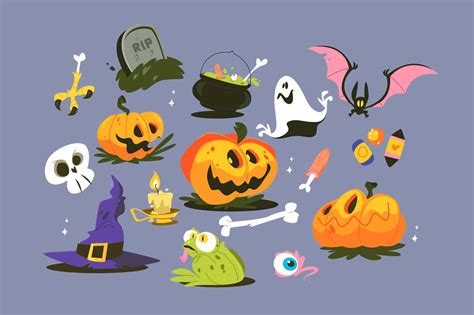 halloween decoration elements set illustration