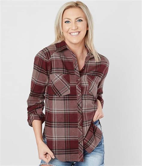 Daytrip Flannel Shirt Womens Shirtsblouses In Cranberry Mauve Buckle