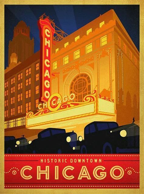 Anderson Design Group Historic Downtown Chicago Travel Posters Art