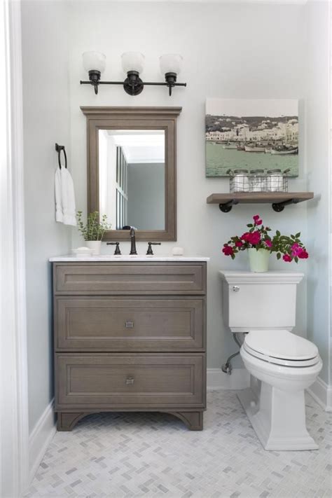 Paintings can be hung on the wall, small portraits can surround the. Guest Bathroom Reveal | Guest bathrooms, Small bathroom ...