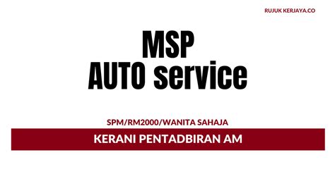 Untuk pengetahuan anda, kami akan mengemaskini kerja kosong kerani terbaru disini setiap bulan. Jawatan Kosong Terkini MSP Auto Service ~ Kerani ...
