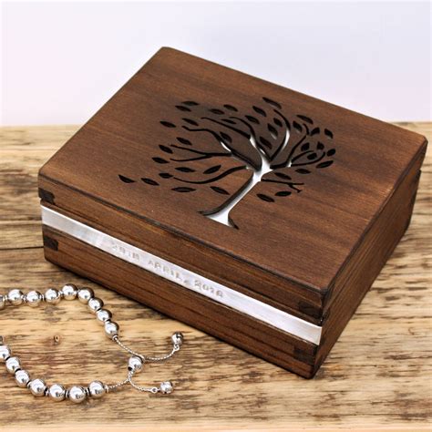 Personalised Wooden Tree Design Jewellery Box By Warners