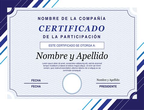 Certificado De Participación Certificate Of Participation Template