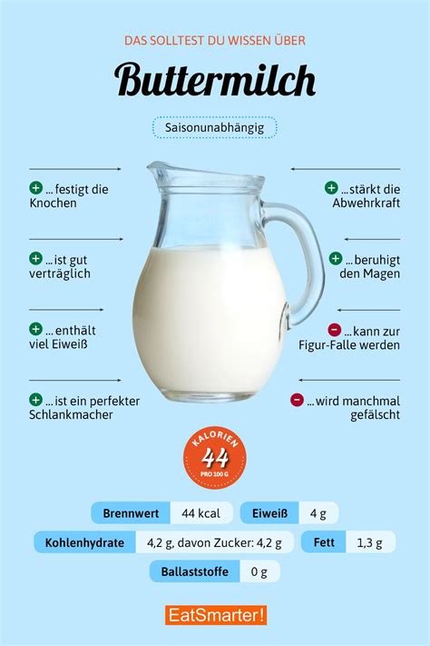 Mit höchstens 1% fett, aber genauso vielen nährstoffen wie normale milch, ist sie eine tolle leichte alternative. Buttermilch | Buttermilch, Nahrungsinformationen, Fitness ...