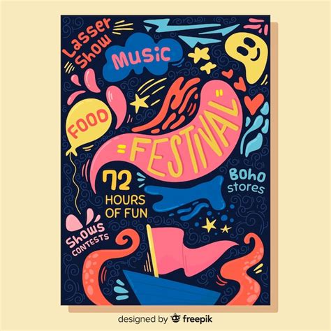 Hand Drawn Music Festival Poster Vector Free Download