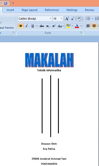 Contoh Cover Makalah Ms Word